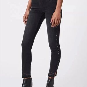 ALLSAINTS Miller Mid-Rise Studded Stretch Skinny Jeans 27 size charcoal black
